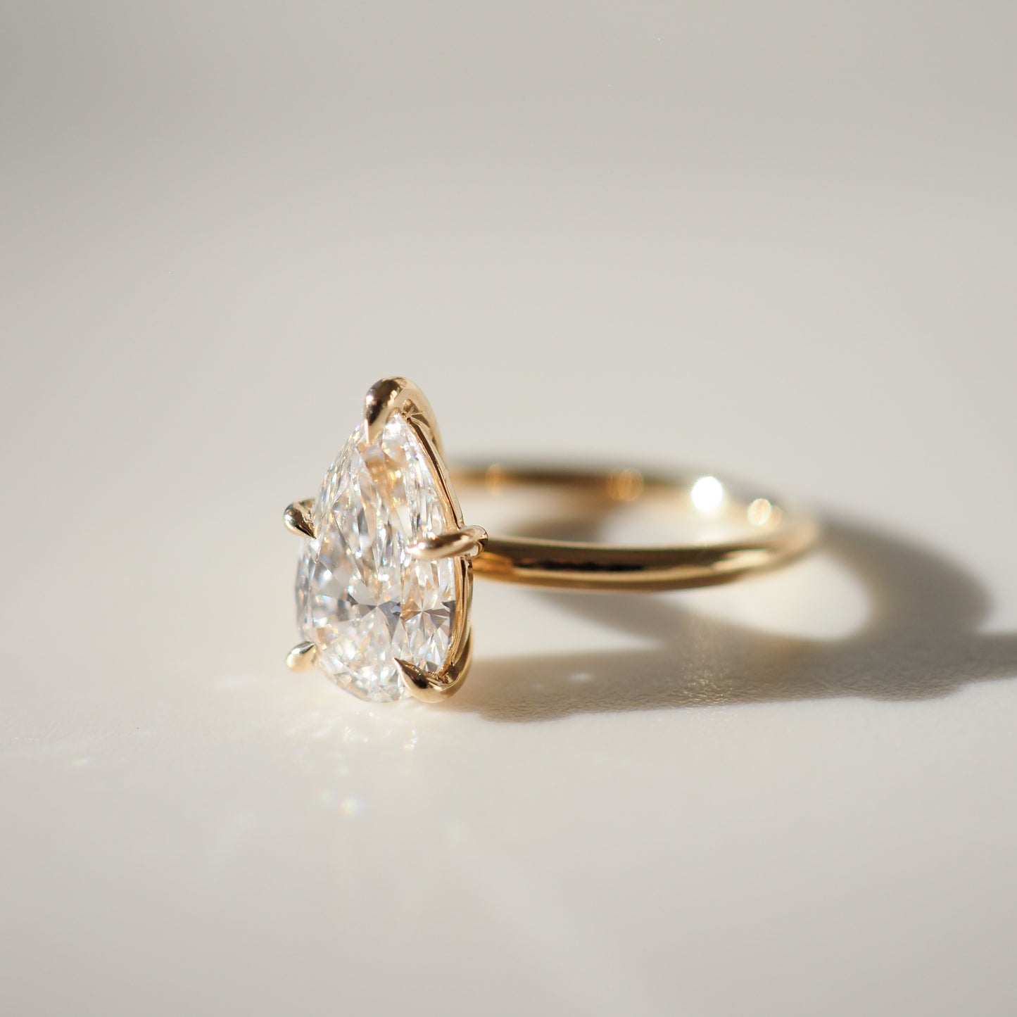 2 CT Pear Cut Solitaire Lab Grown Diamond Engagement Ring