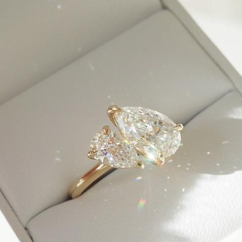 2.87 TCW Pear Cut Toi Et Moi Lab Grown Diamond Engagement Ring