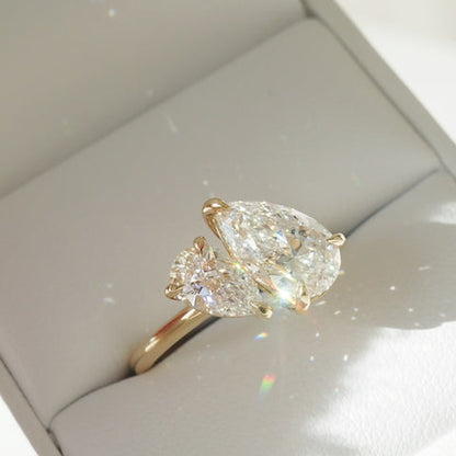 2.87 TCW Pear Cut Toi Et Moi Lab Grown Diamond Engagement Ring