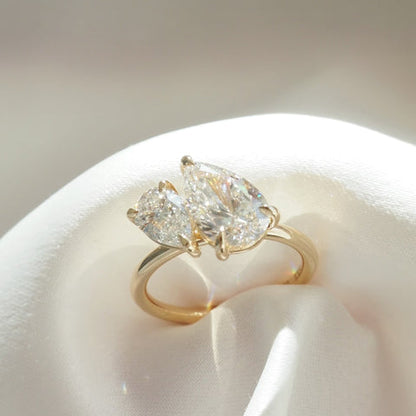 2.87 TCW Pear Cut Toi Et Moi Lab Grown Diamond Engagement Ring