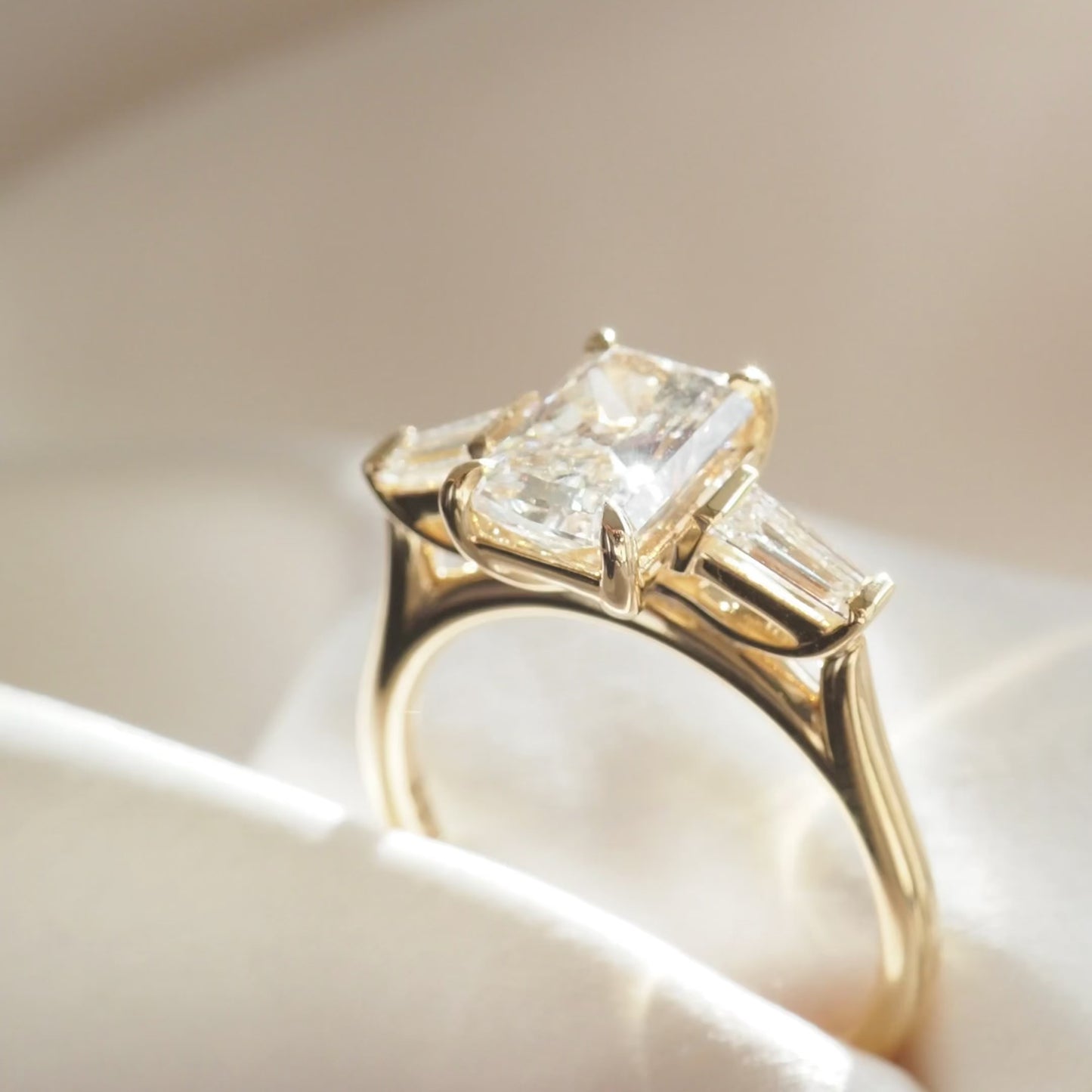 1.51 CT Radiant Cut Three Stones Lab Grown Diamond Engagement Ring