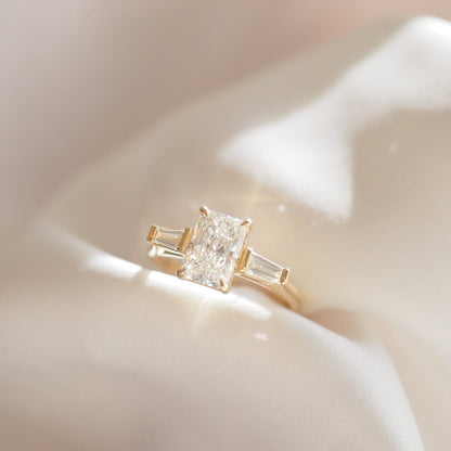 1.51 CT Radiant Cut Three Stones Lab Grown Diamond Engagement Ring