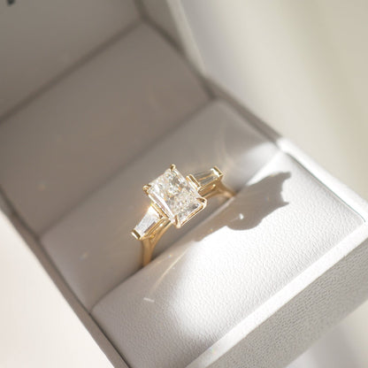 1.51 CT Radiant Cut Three Stones Lab Grown Diamond Engagement Ring