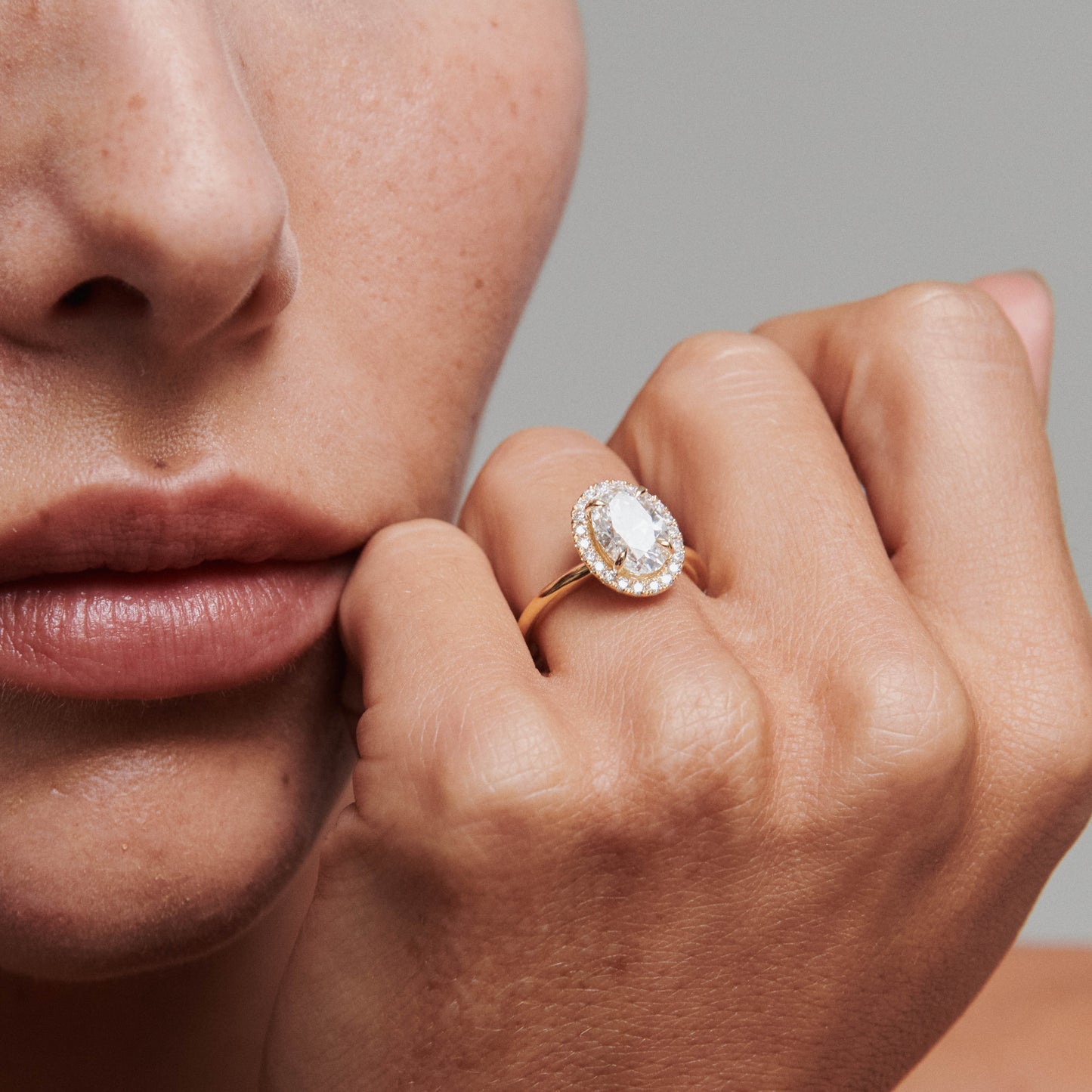 2 CT Oval Cut Halo Lab Grown Diamond Engagement Ring