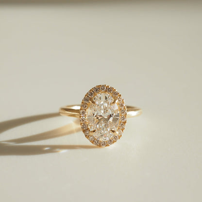 2 CT Oval Cut Halo Lab Grown Diamond Engagement Ring