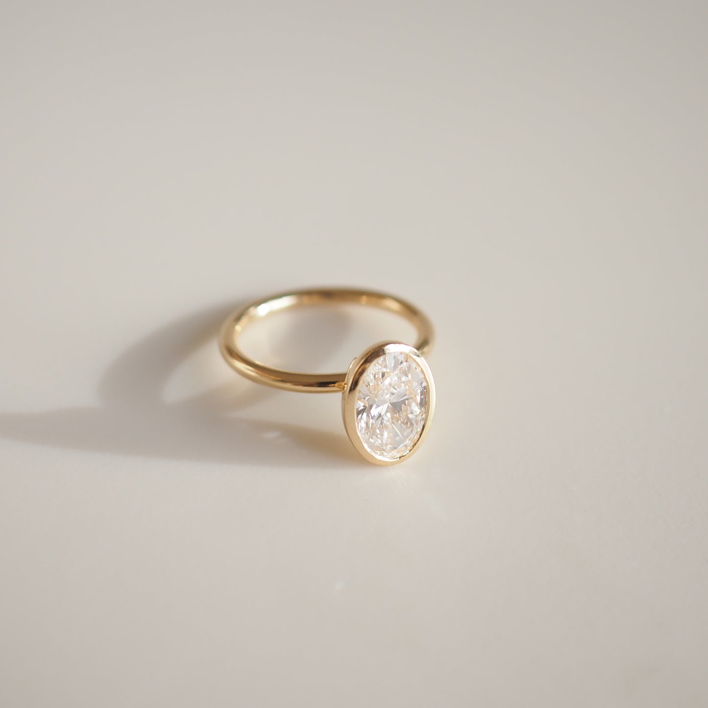 2.01 CT Oval Cut Bezel Lab Grown Diamond Engagement Ring