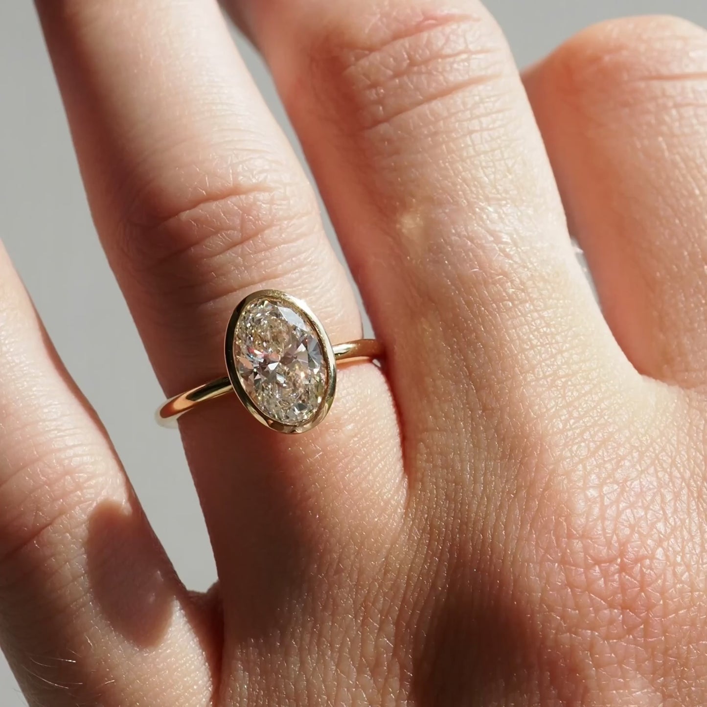 2.01 CT Oval Cut Bezel Lab Grown Diamond Engagement Ring