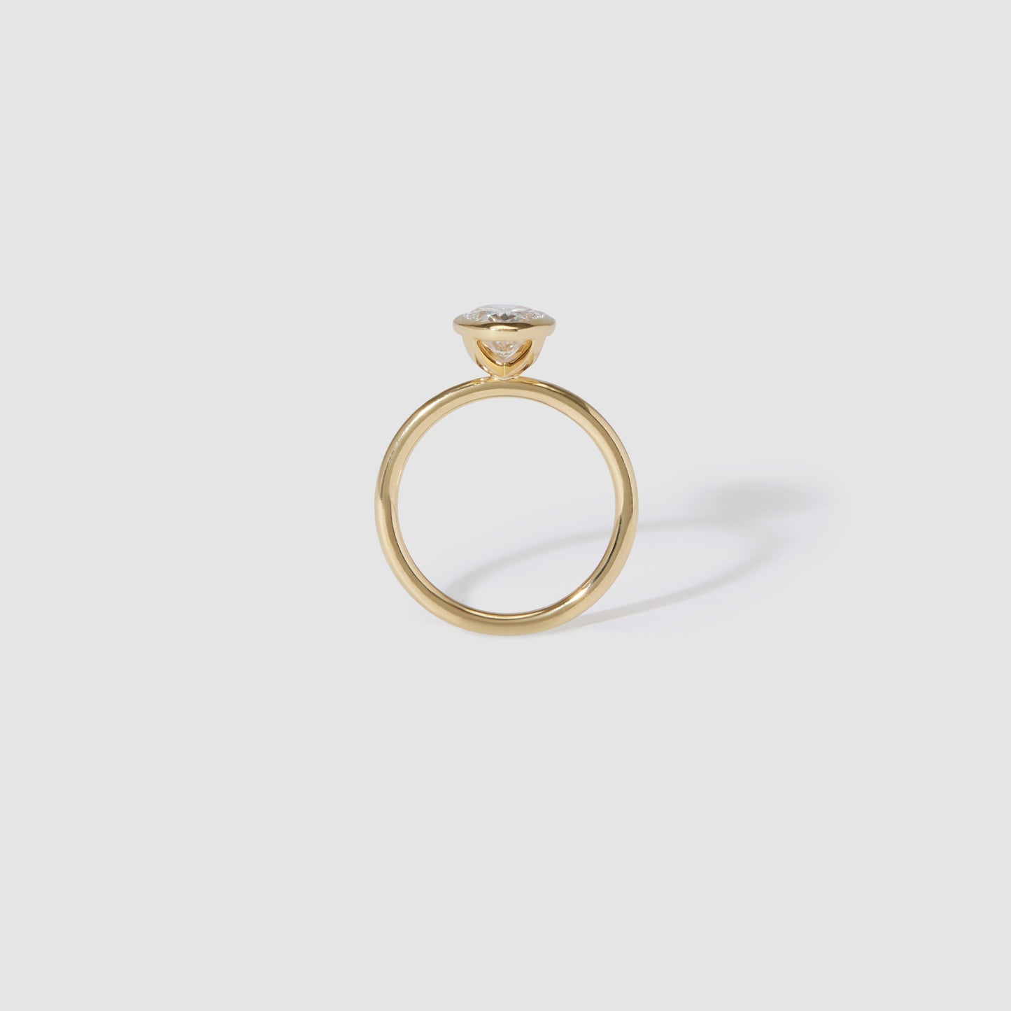 2.01 CT Oval Cut Bezel Lab Grown Diamond Engagement Ring