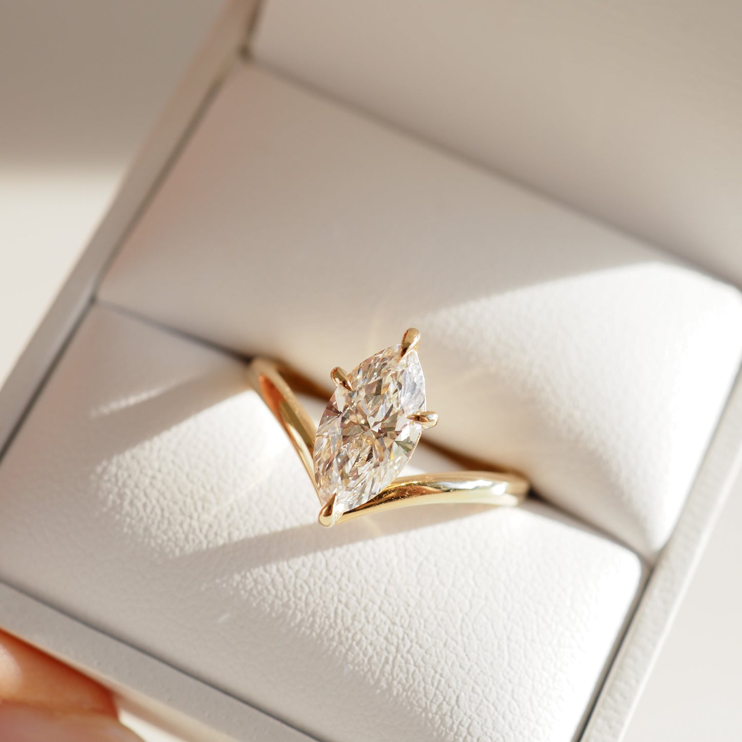 1.32 CT Marquise Cut Solitaire Lab Grown Diamond Engagement Ring