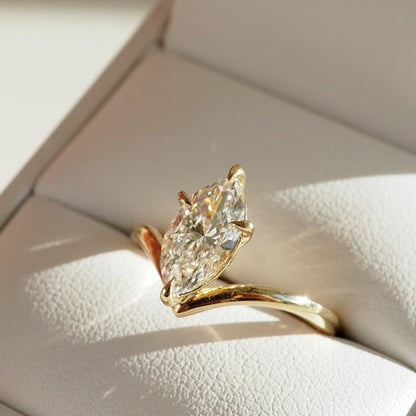 1.32 CT Marquise Cut Solitaire Lab Grown Diamond Engagement Ring