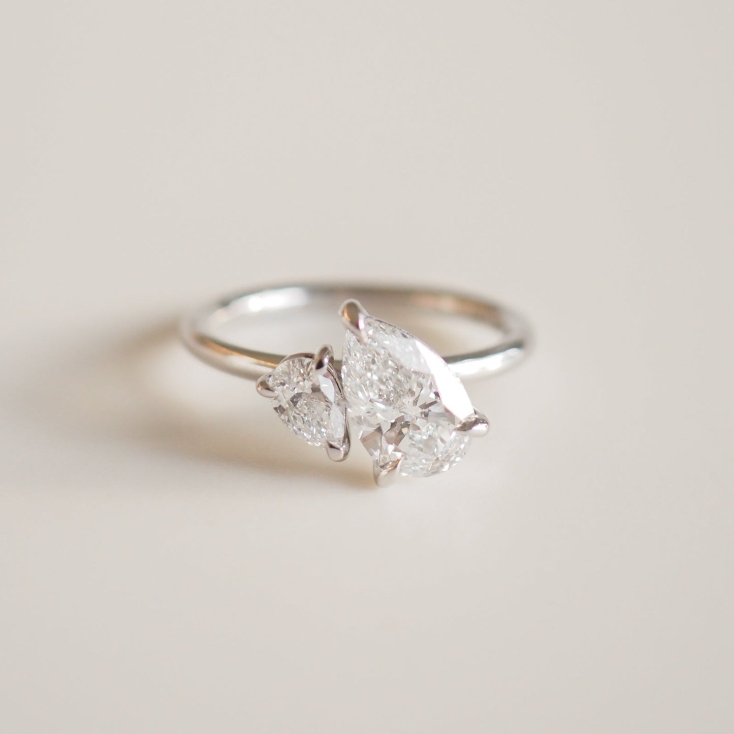 1.54 TCW Pear Cut Toi Et Moi Lab Grown Diamond Engagement Ring