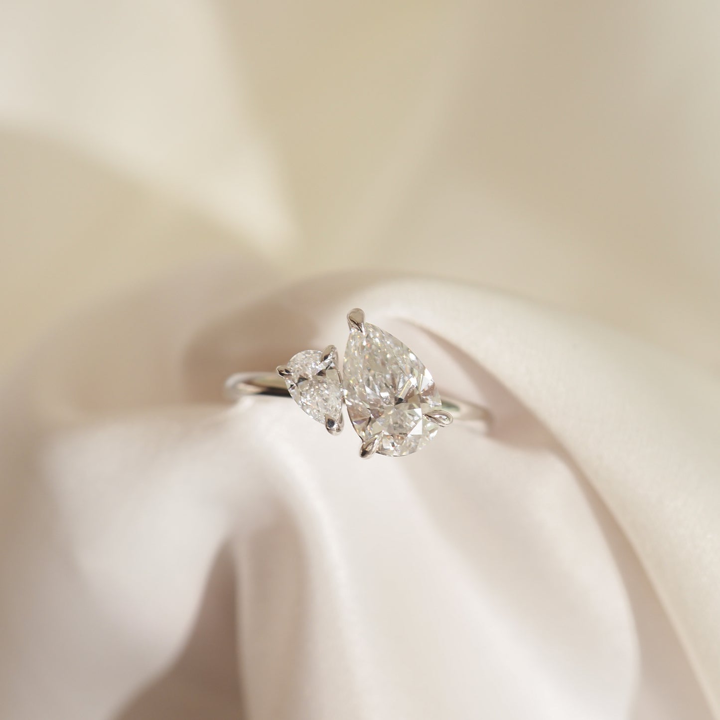 1.54 TCW Pear Cut Toi Et Moi Lab Grown Diamond Engagement Ring