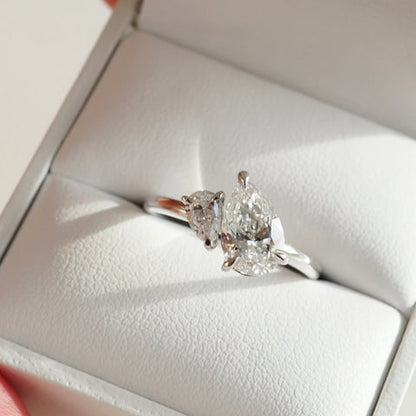 1.54 TCW Pear Cut Toi Et Moi Lab Grown Diamond Engagement Ring