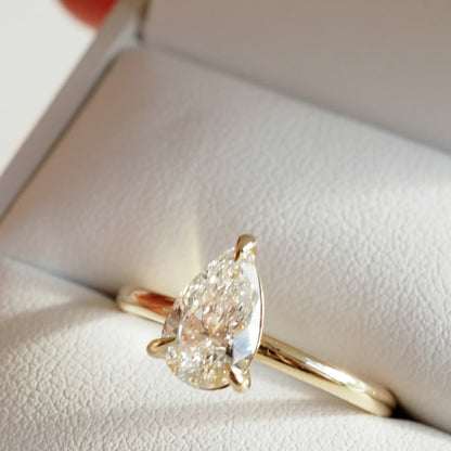 1.06 CT Pear Cut  Solitaire Lab Grown Diamond Engagement Ring