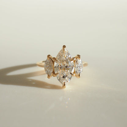 2.05 CT Marquise Cut Three Stones Lab Grown Diamond Engagement Ring