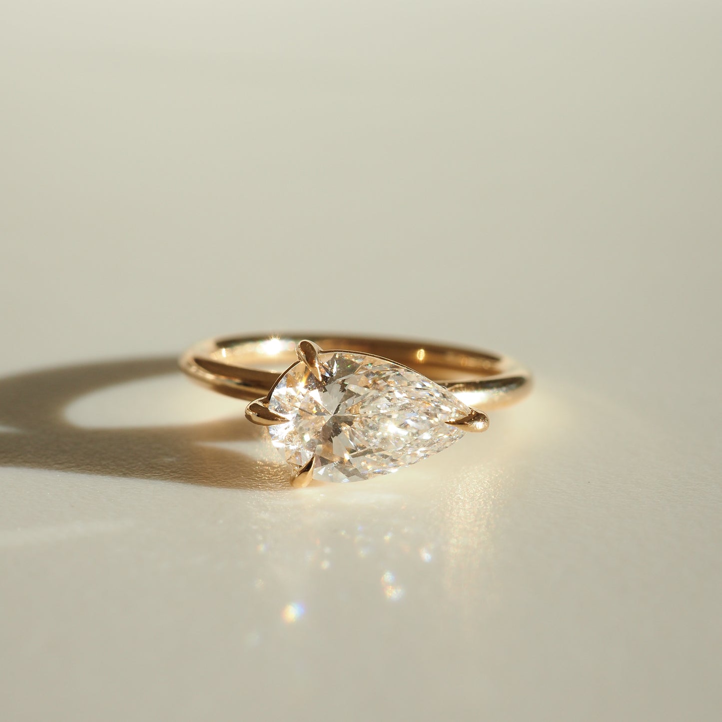 1.53 CT Pear East-West Solitaire Lab Grown Diamond Engagement Ring