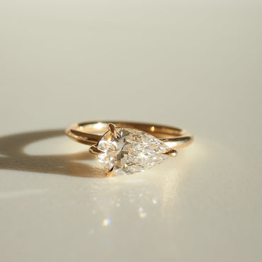 1.53 CT Pear East-West Solitaire Lab Grown Diamond Engagement Ring