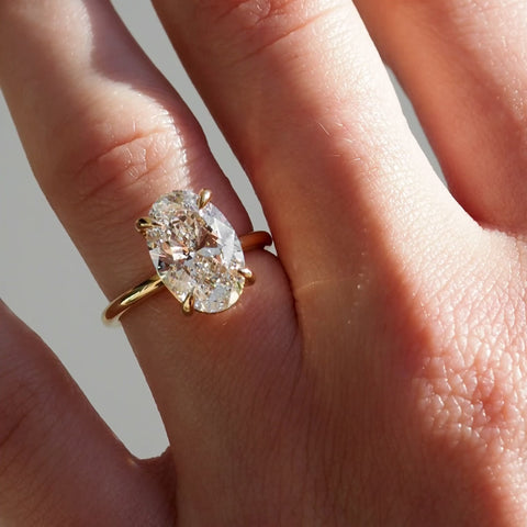 4.02 CT Oval Cut Solitaire Lab Grown Diamond Engagement Ring