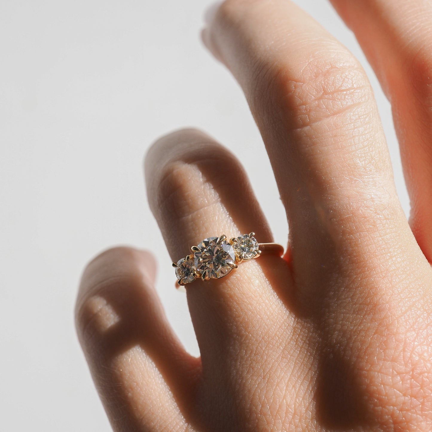 1.10 CT Round Cut Three Stone Lab Grown Diamond Engagement Ring