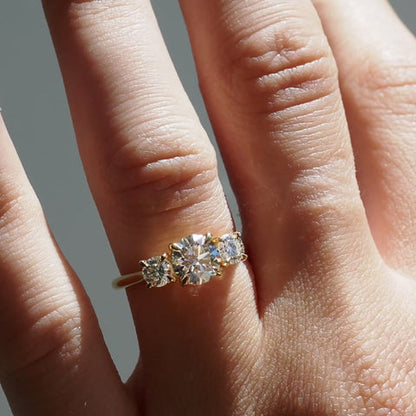 1.10 CT Round Cut Three Stone Lab Grown Diamond Engagement Ring