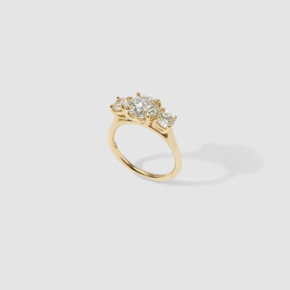 3.08 CT Round Cut Three Stones Lab Grown Diamond Engagement Ring