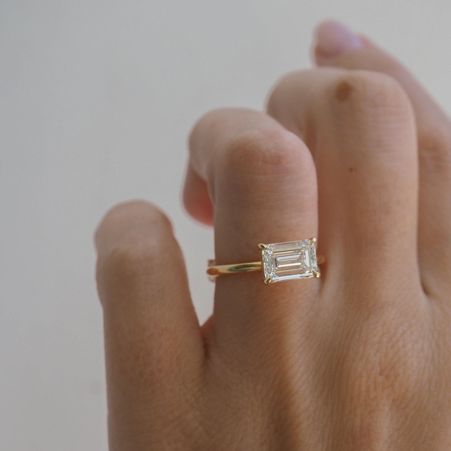 2.04 CT Emerald Cut East West Solitaire Lab Grown Diamond Engagement Ring