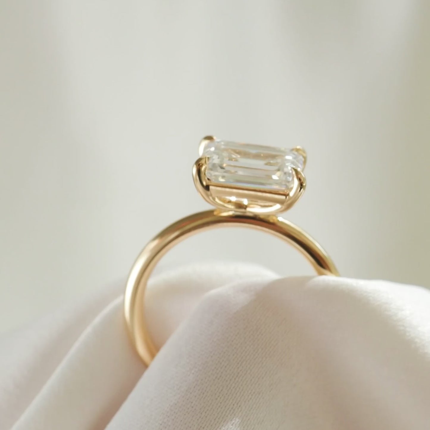 2.04 CT Emerald Cut East West Solitaire Lab Grown Diamond Engagement Ring