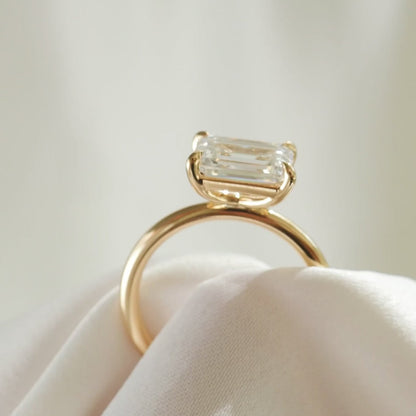 2.04 CT Emerald Cut East West Solitaire Lab Grown Diamond Engagement Ring