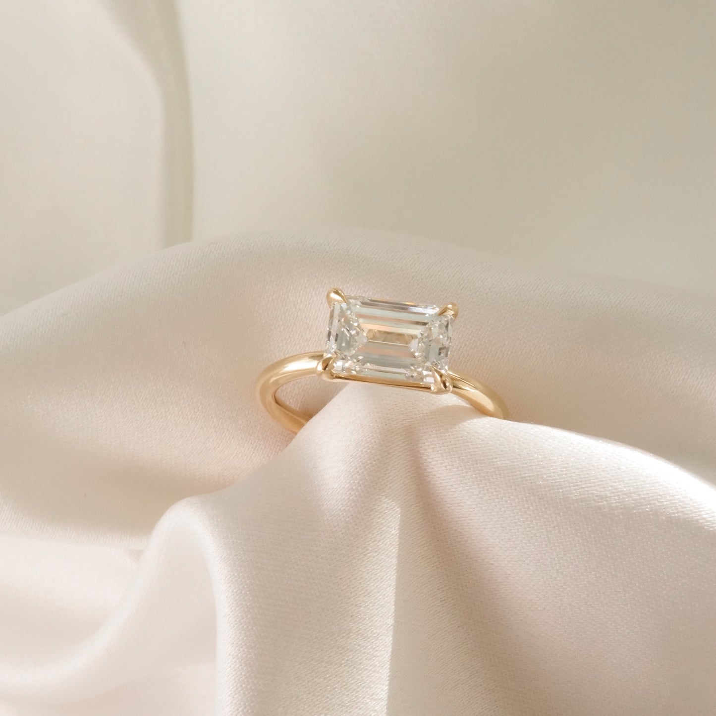 2.04 CT Emerald Cut East West Solitaire Lab Grown Diamond Engagement Ring