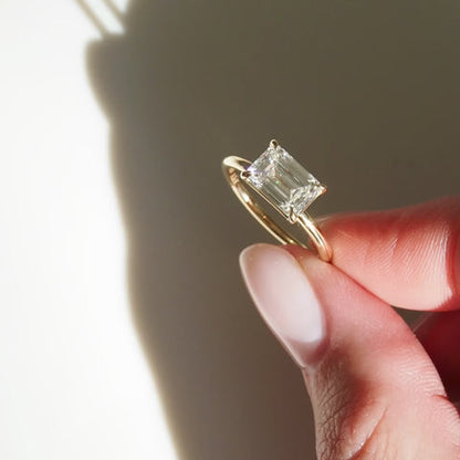2.04 CT Emerald Cut East West Solitaire Lab Grown Diamond Engagement Ring