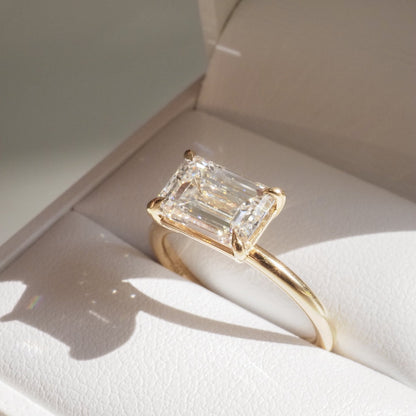 2 CT Emerald  East West Solitaire Lab Grown Diamond Engagement Ring