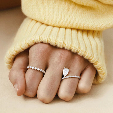 Timeless 1.2 CT Pear Cut Swirl Unique Pear Setting Lab Grown Diamond Engagement Ring