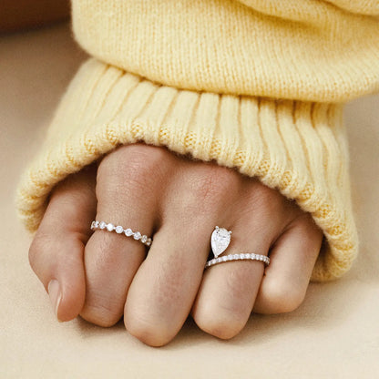 Timeless 1.2 CT Pear Cut Swirl Unique Pear Setting Lab Grown Diamond Engagement Ring