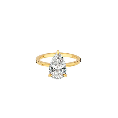 Timeless 2 CT Pear Cut Hidden Halo Lab Grown Diamond Engagement Ring