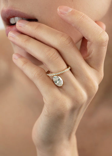 Moval Swirl Semi Pave Engagement Ring – 2.5 CT Lab Grown Diamond