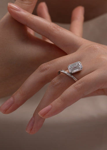 Moval Swirl Semi Pave Engagement Ring – 2.5 CT Lab Grown Diamond