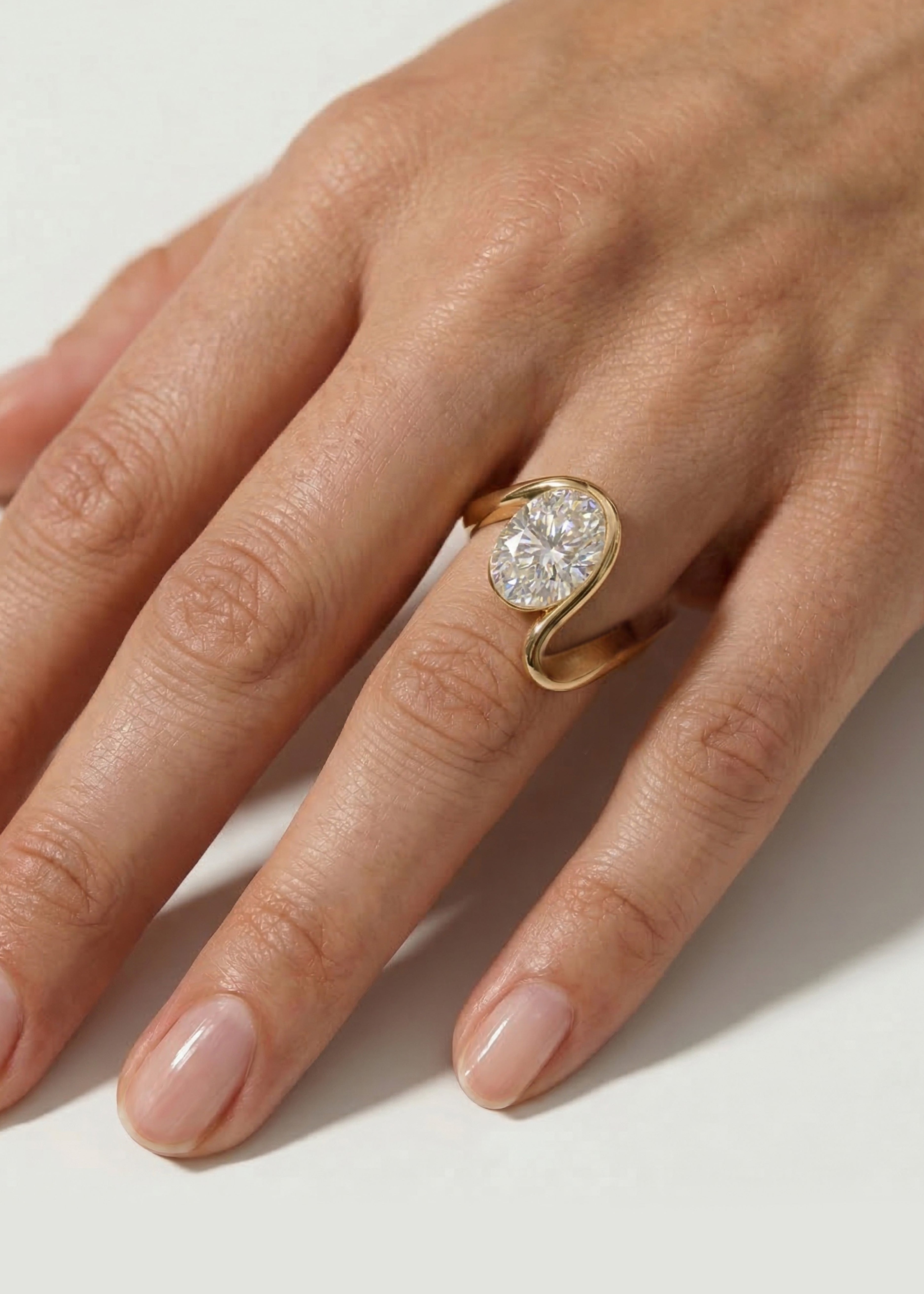 Moval Swirl Semi Pave Engagement Ring – 2.5 CT Lab Grown Diamond