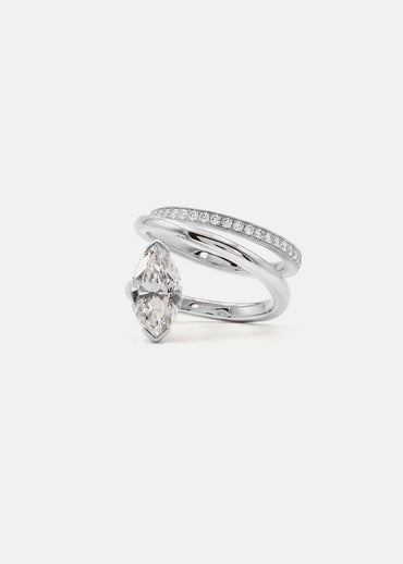Moval Swirl Semi Pave Engagement Ring – 2.5 CT Lab Grown Diamond