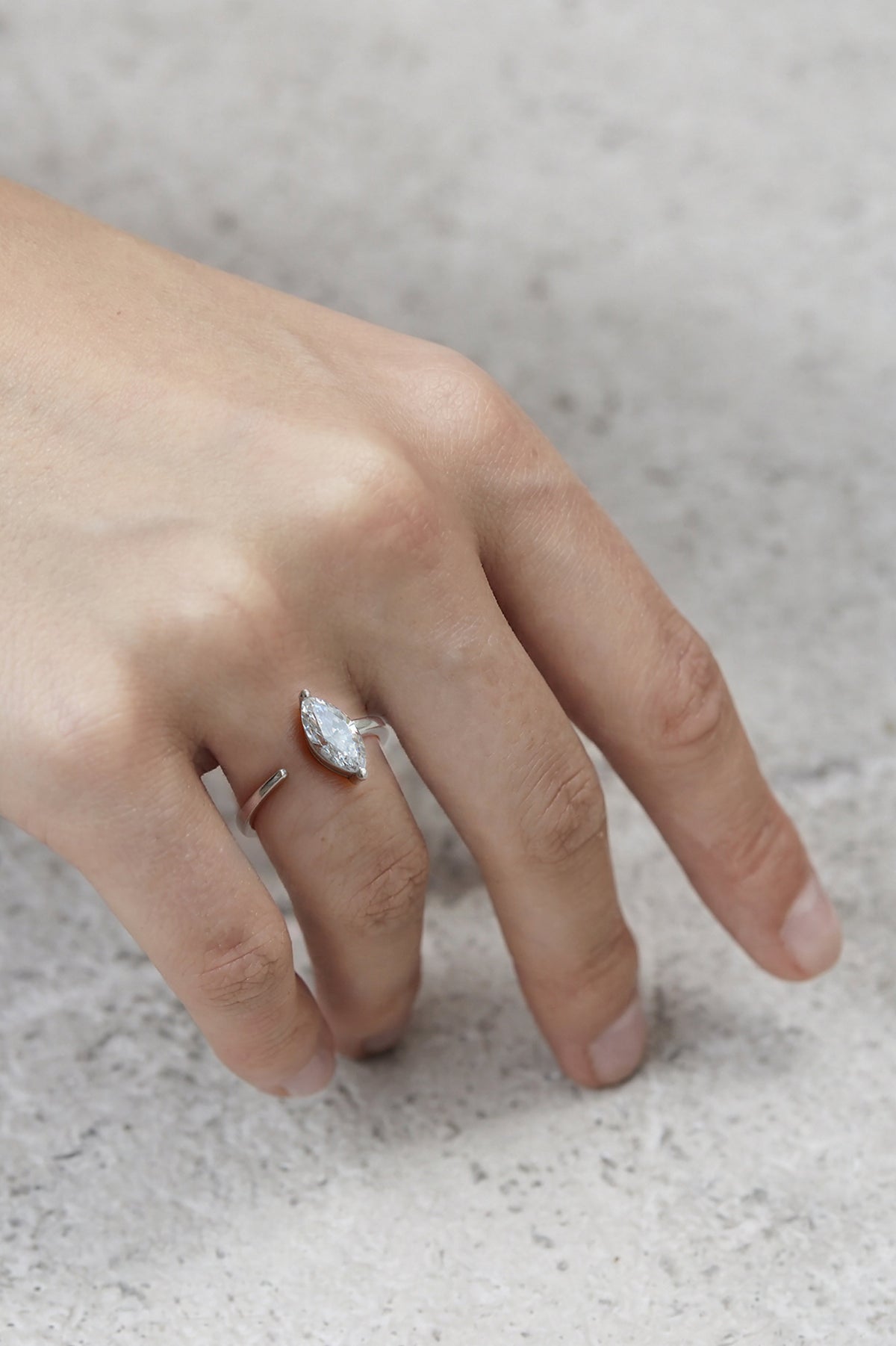 Moval Swirl Semi Pave Engagement Ring – 2.5 CT Lab Grown Diamond