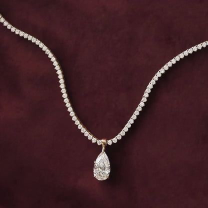 11.18 TCW Pear & Round Shaped Tennis Lab Grown Diamond Necklace