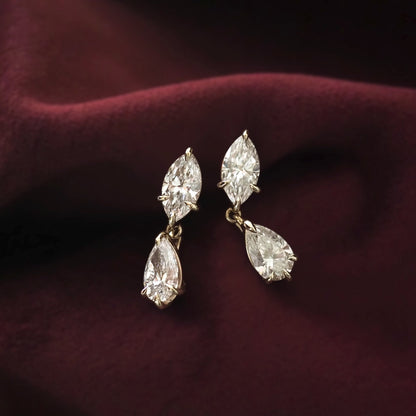 3.94 TCW Pear & Marquise Shaped Lab Grown Diamond Huggies Earrings