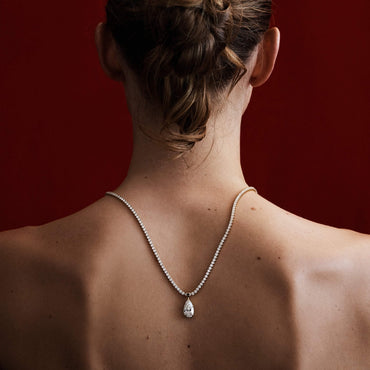 11.18 TCW Pear & Round Shaped Tennis Lab Grown Diamond Necklace