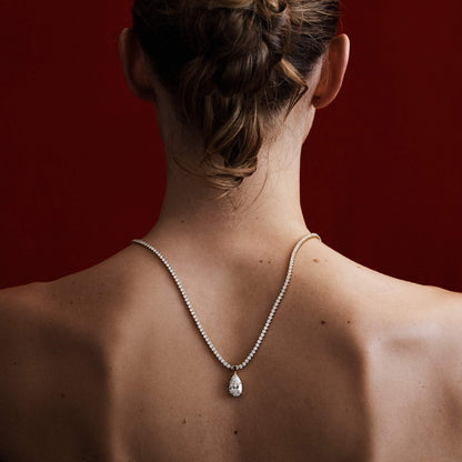 11.18 TCW Pear & Round Shaped Tennis Lab Grown Diamond Necklace