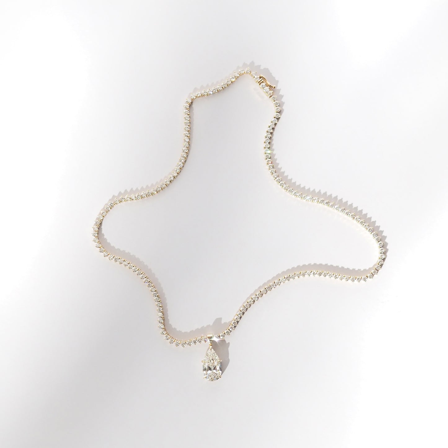 11.18 TCW Pear & Round Shaped Tennis Lab Grown Diamond Necklace