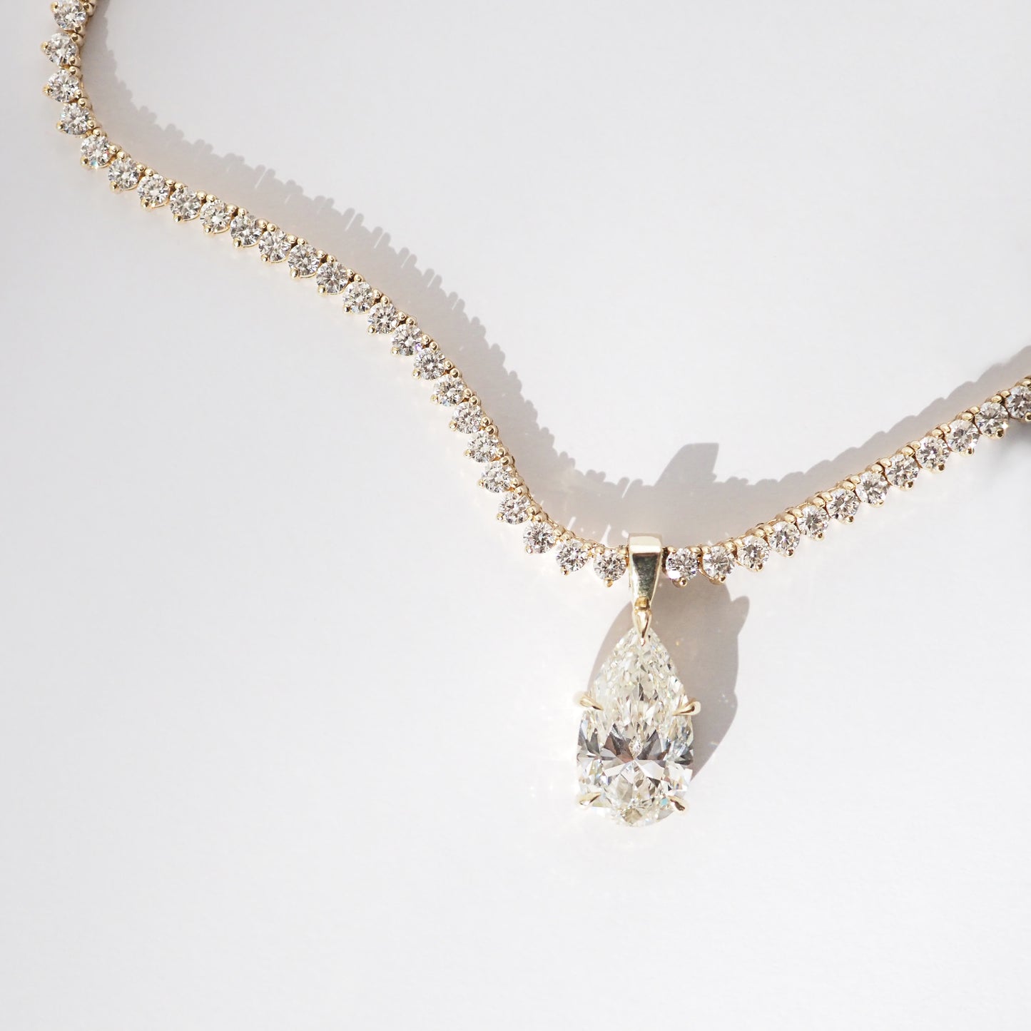 11.18 TCW Pear & Round Shaped Tennis Lab Grown Diamond Necklace