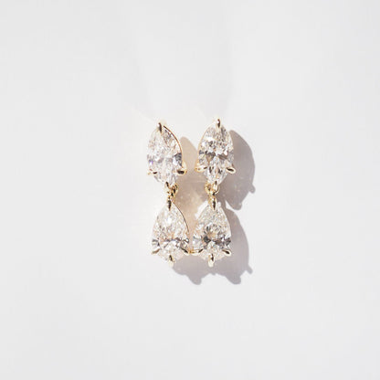 3.94 TCW Pear & Marquise Shaped Lab Grown Diamond Huggies Earrings