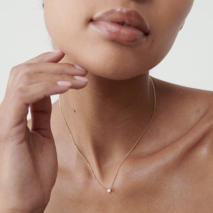 0.15 CT Heart Shaped Solitaire Lab Grown Diamond Necklace