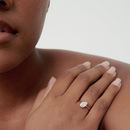 1 CT Pear Cut Solitaire Lab Grown Diamond Engagement Ring