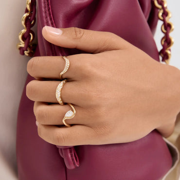 Timeless 0.5 CT Pear Cut Swirl Solitaire Styled Lab Grown Diamond Engagement Ring