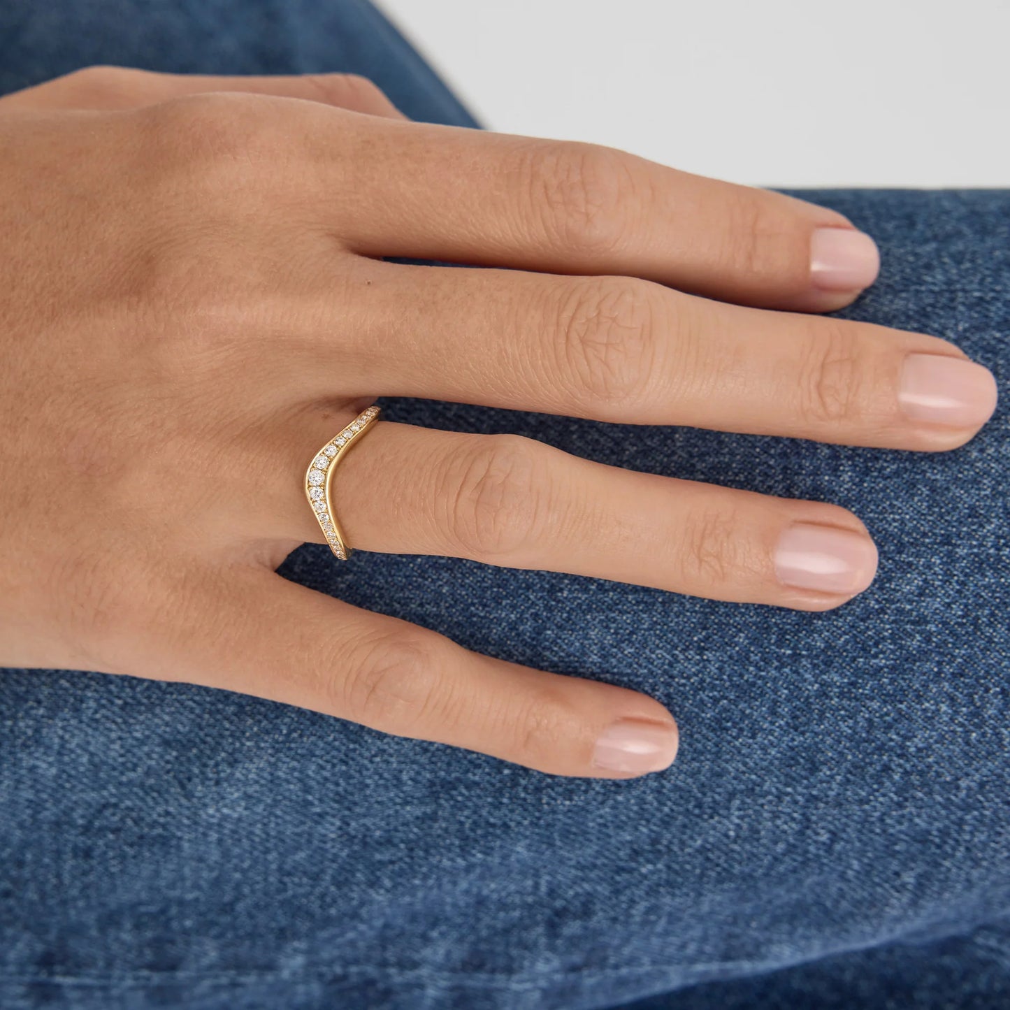 Timeless 0.35 TCW Round Stones Signet Curved Lab Grown Diamond Wedding Band